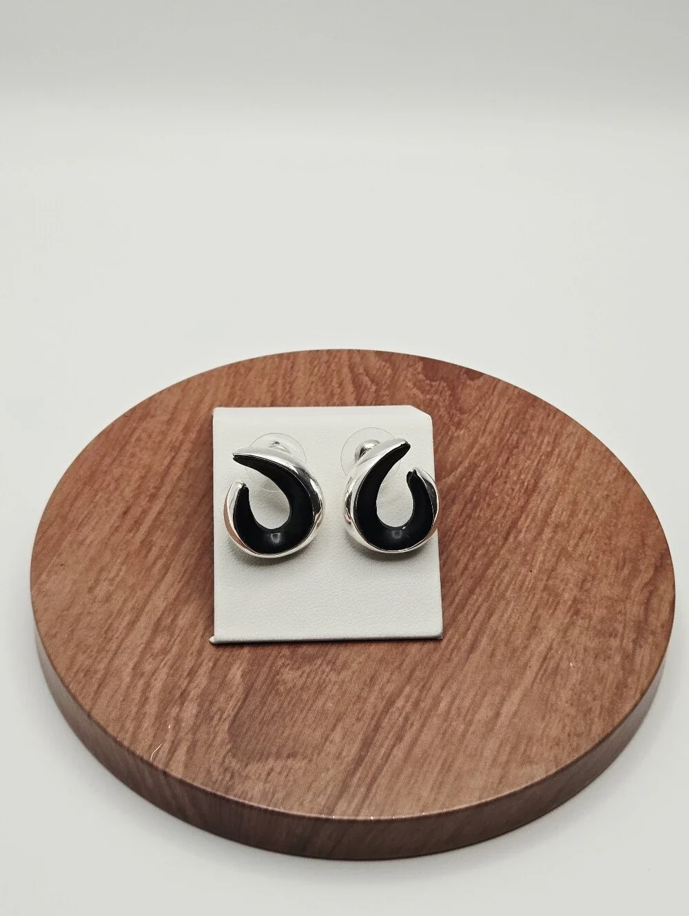 Chico's Silver and Black Swirl Stud Earrings